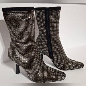 Steve Madden Black Rhinestone Ankle Boots
